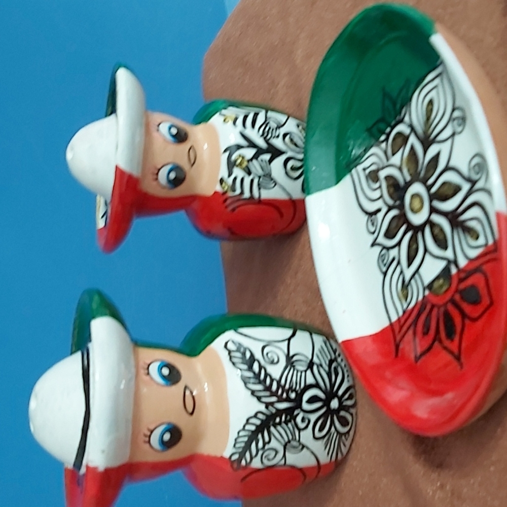 Salt and Pepper clay hand painted